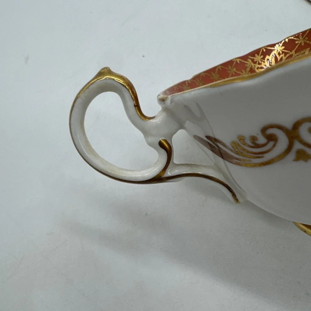 Vintage Aynsley Bone China Tea Cup & Saucer Salmon And Gold